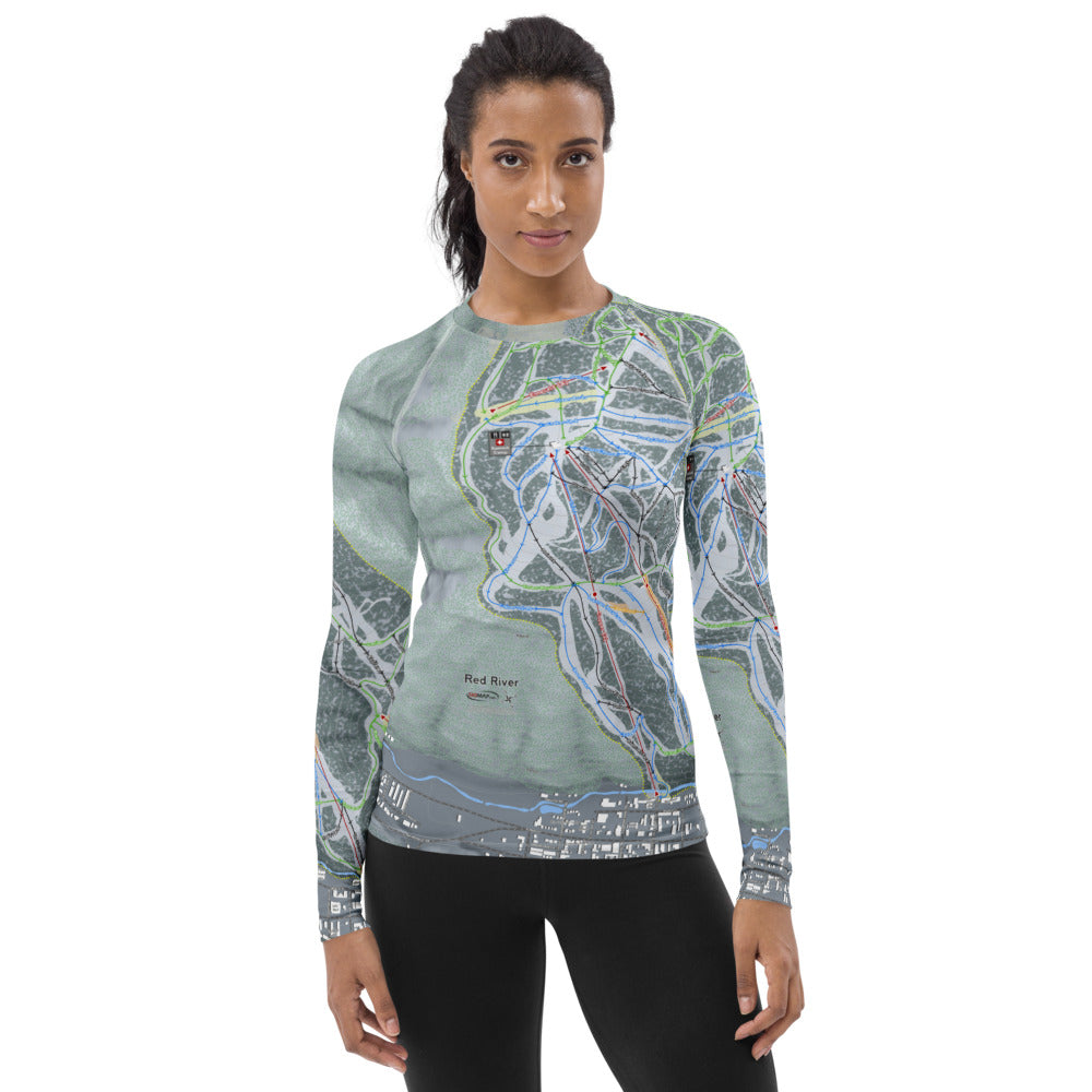 Red River, New Mexico Ski Trail Map Women&#39;s Base Layer Top - Powderaddicts