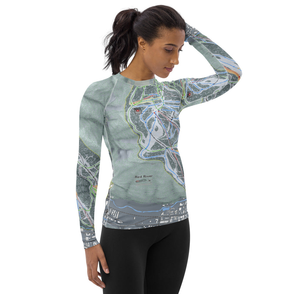 Red River, New Mexico Ski Trail Map Women's Base Layer Top - Powderaddicts