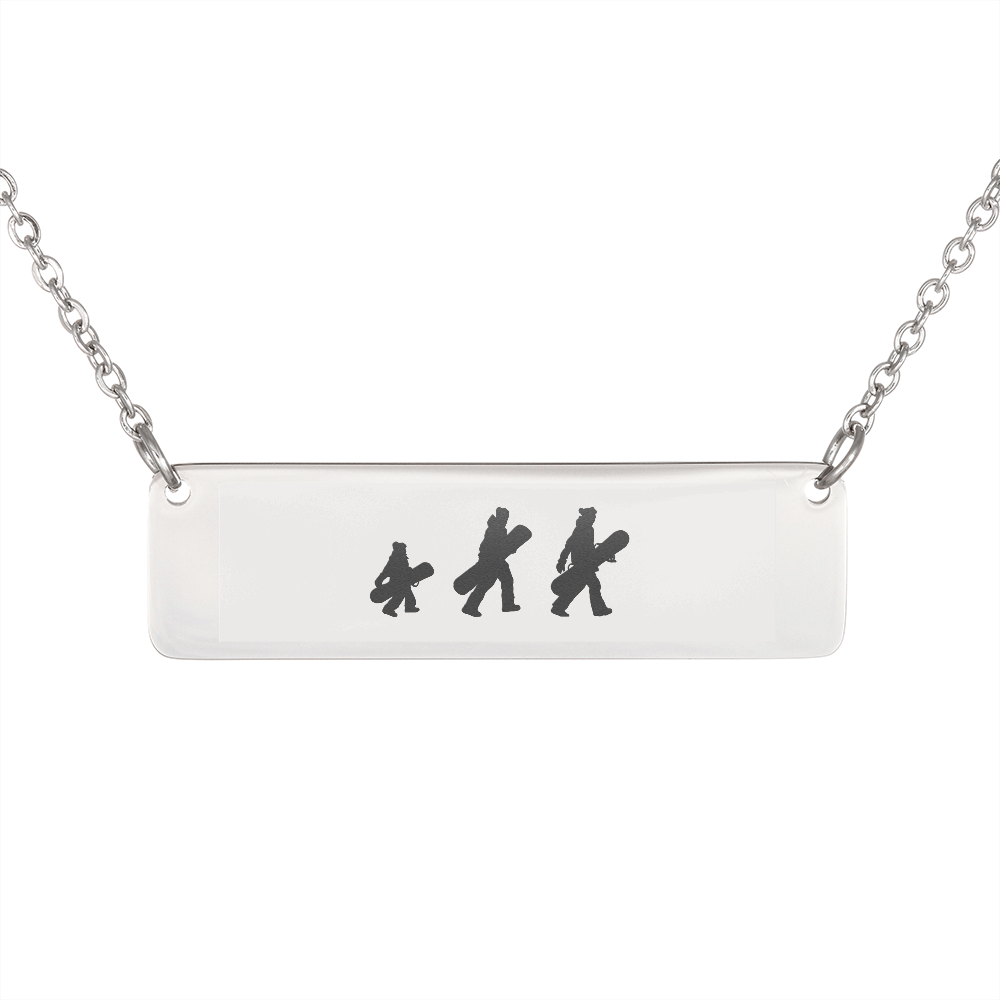 RIDING FAMILY - 1 Mom, 1 Dad, 1 Child | PERSONALIZED BAR PENDANT NECKLACE - Powderaddicts