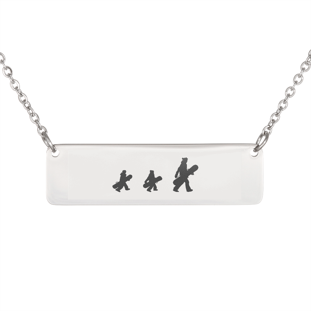 RIDING FAMILY - 1 Mom, 2 Children | PERSONALIZED BAR PENDANT NECKLACE - Powderaddicts