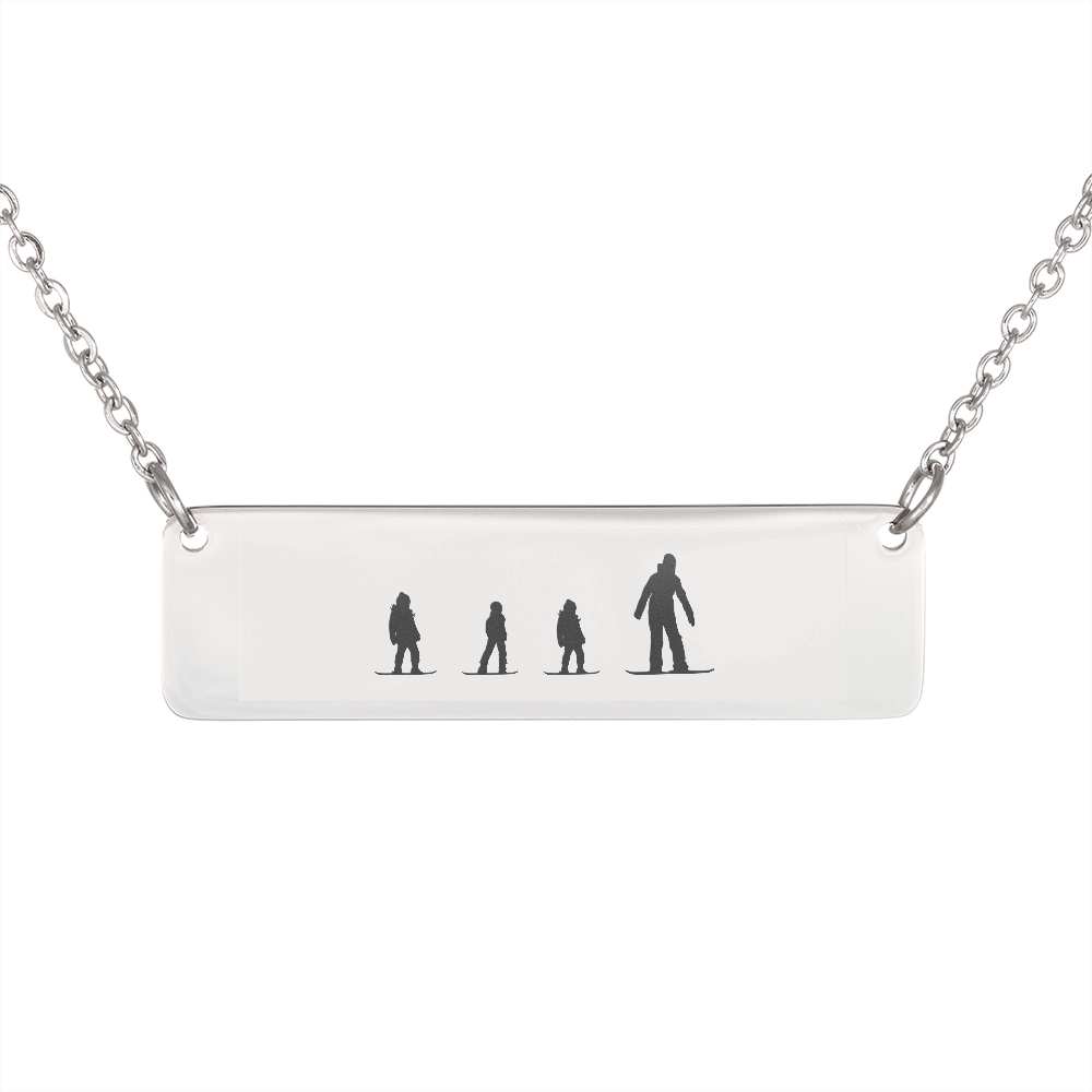 RIDING FAMILY - 1 Mom, 3 Children | PERSONALIZED BAR PENDANT NECKLACE - Powderaddicts