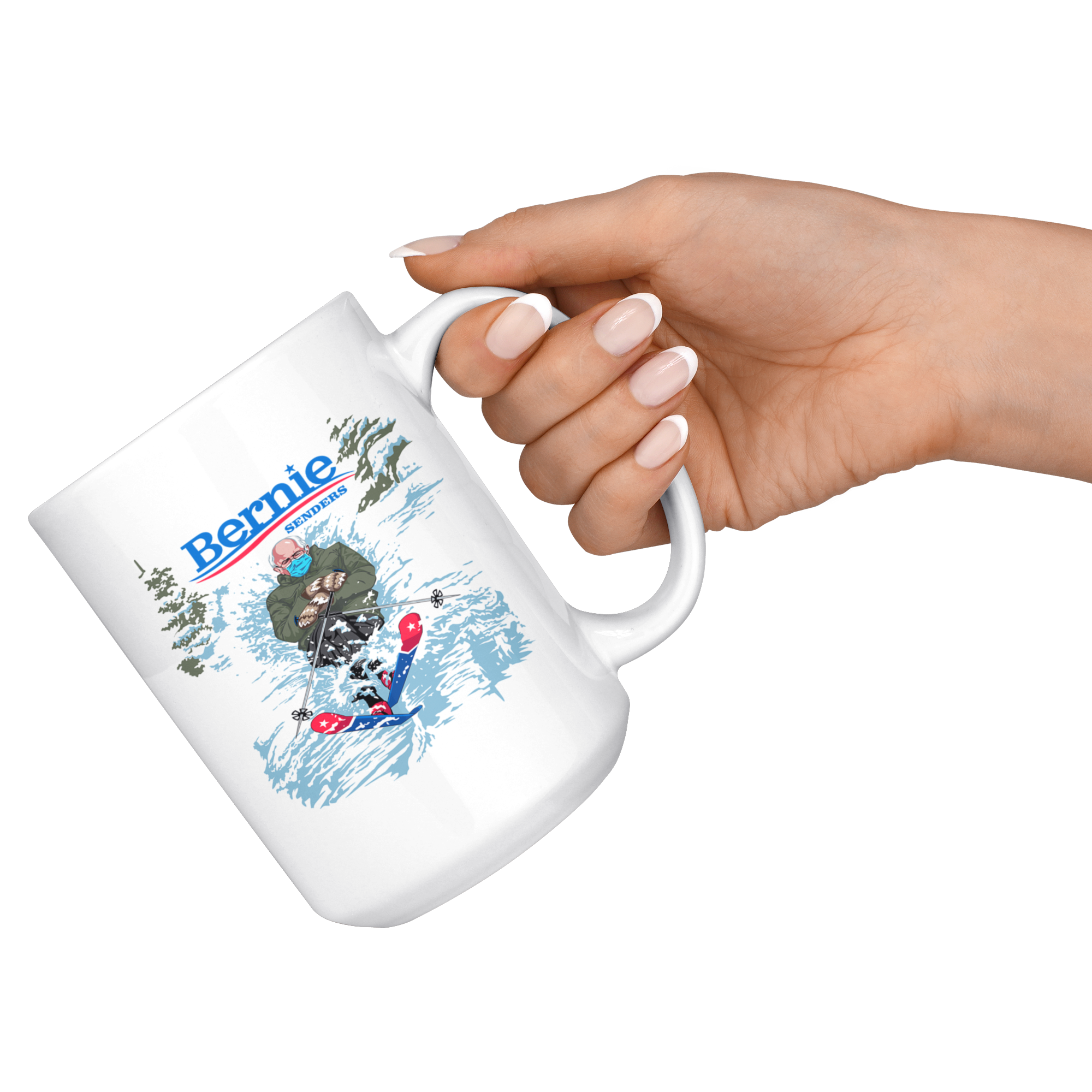 Bernie Senders Skiing 15oz Mug - Powderaddicts