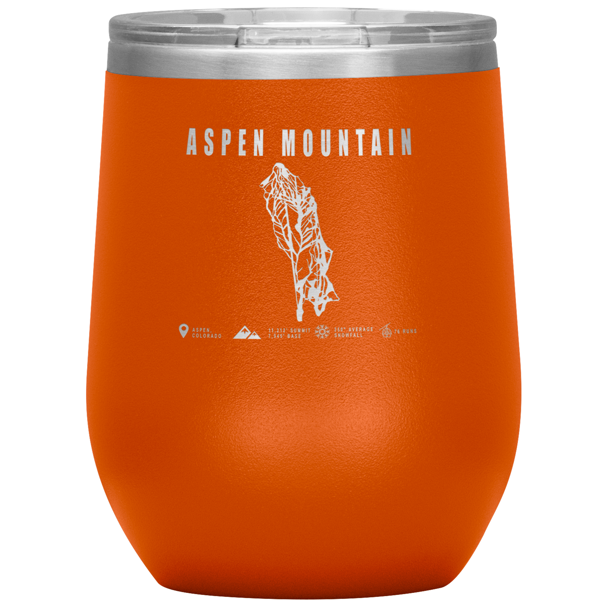 Aspen Mountain Colorado Ski Trail Map Wine 12oz Tumbler - Powderaddicts