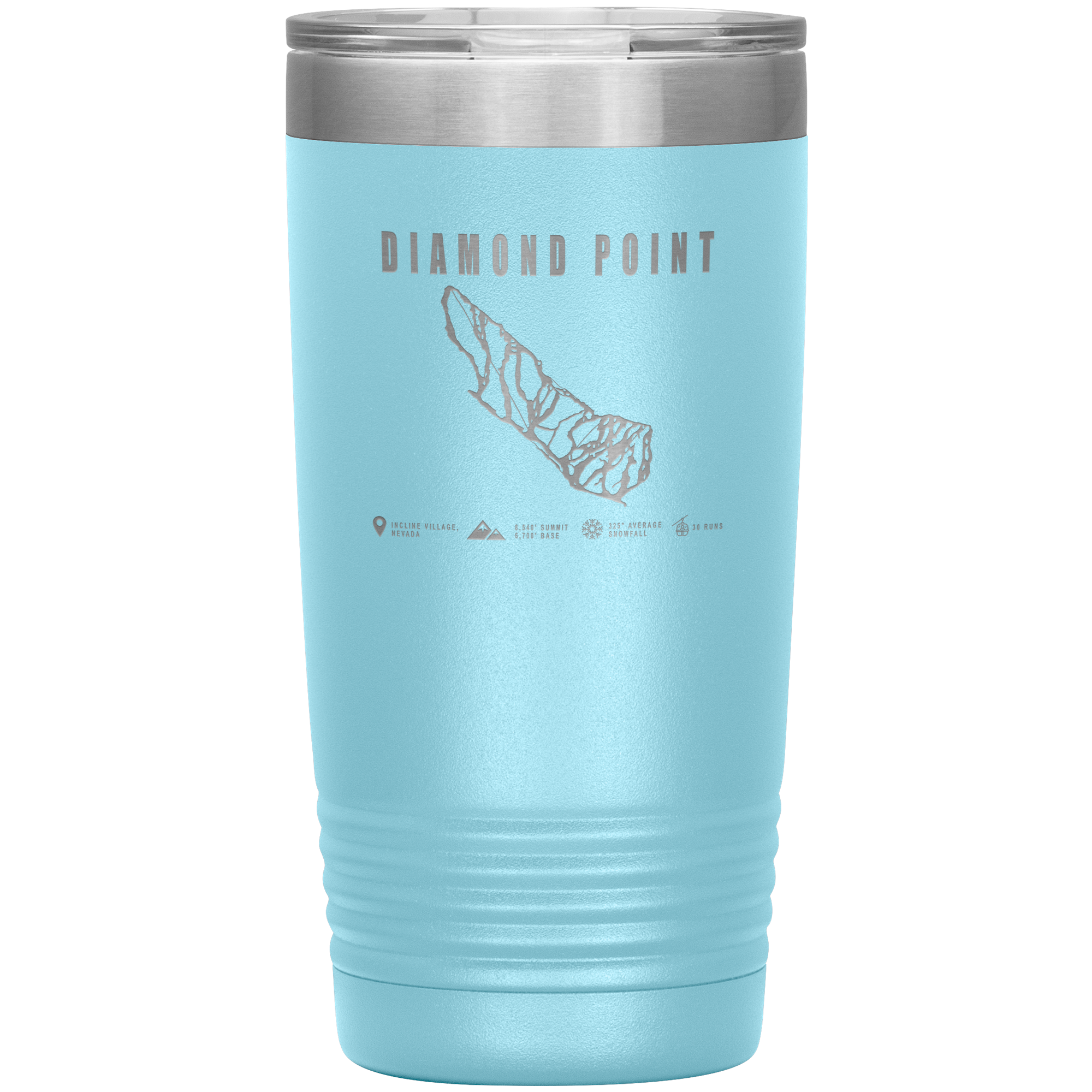 Diamond Point, Nevada Ski Trail Map 20oz Tumbler - Powderaddicts