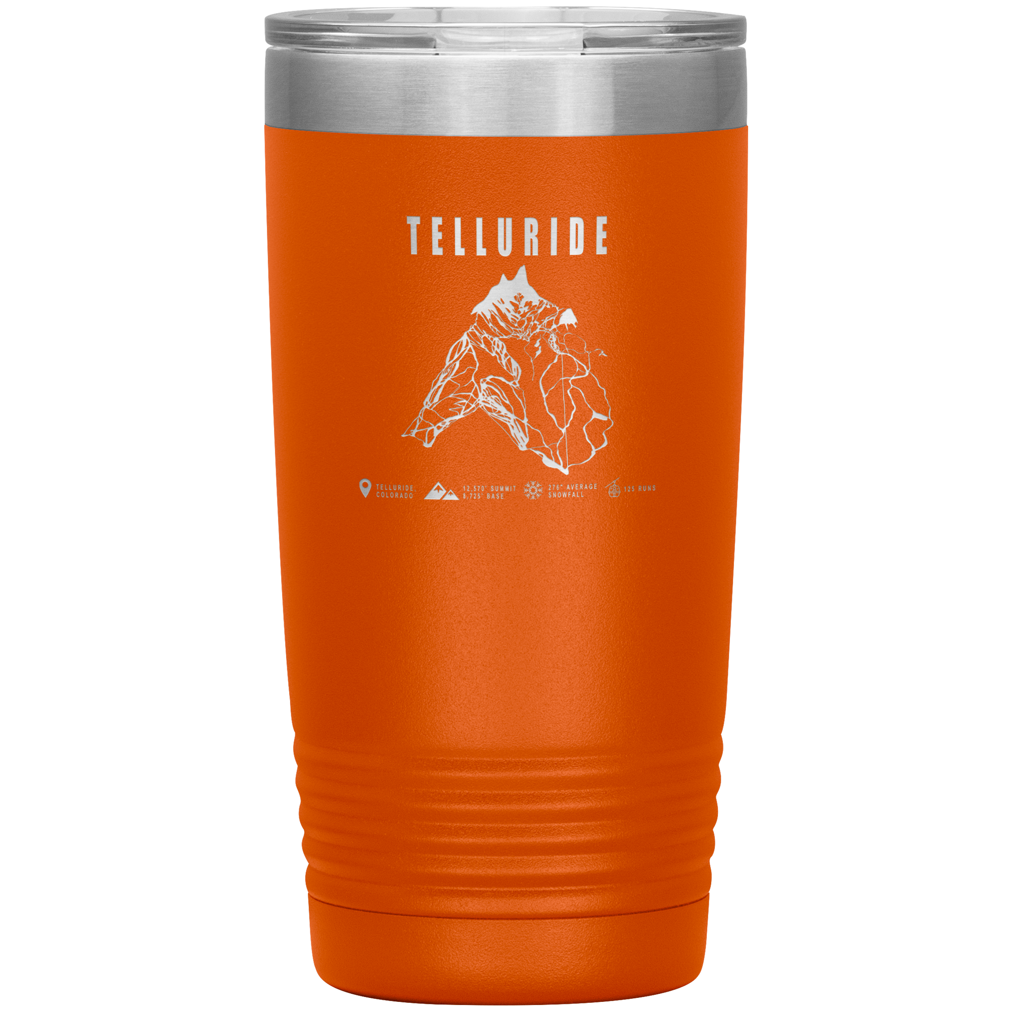 Telluride Colorado Ski Trail Map 20oz Tumbler - Powderaddicts