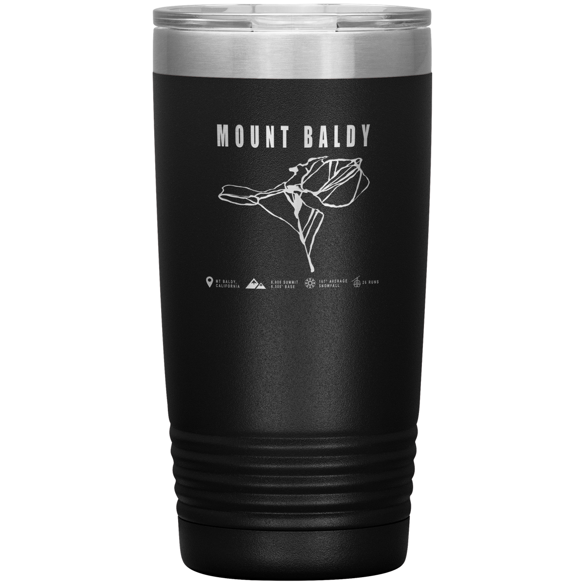 Mount Baldy, California Ski Trail Map 20oz Tumbler - Powderaddicts