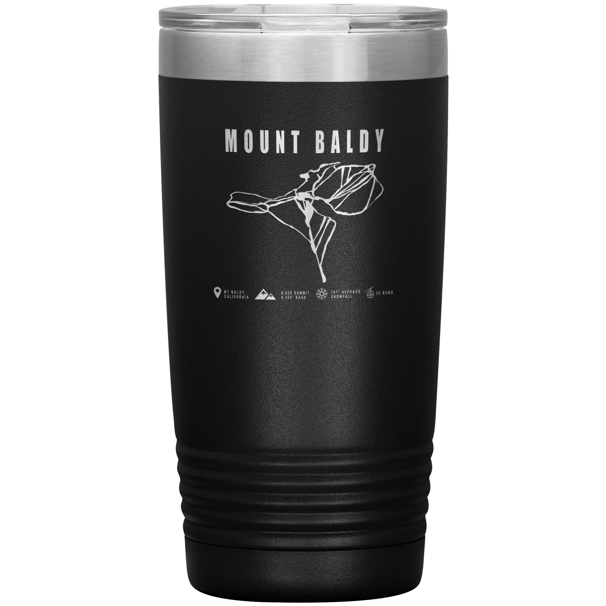 Mount Baldy, California Ski Trail Map 20oz Tumbler - Powderaddicts