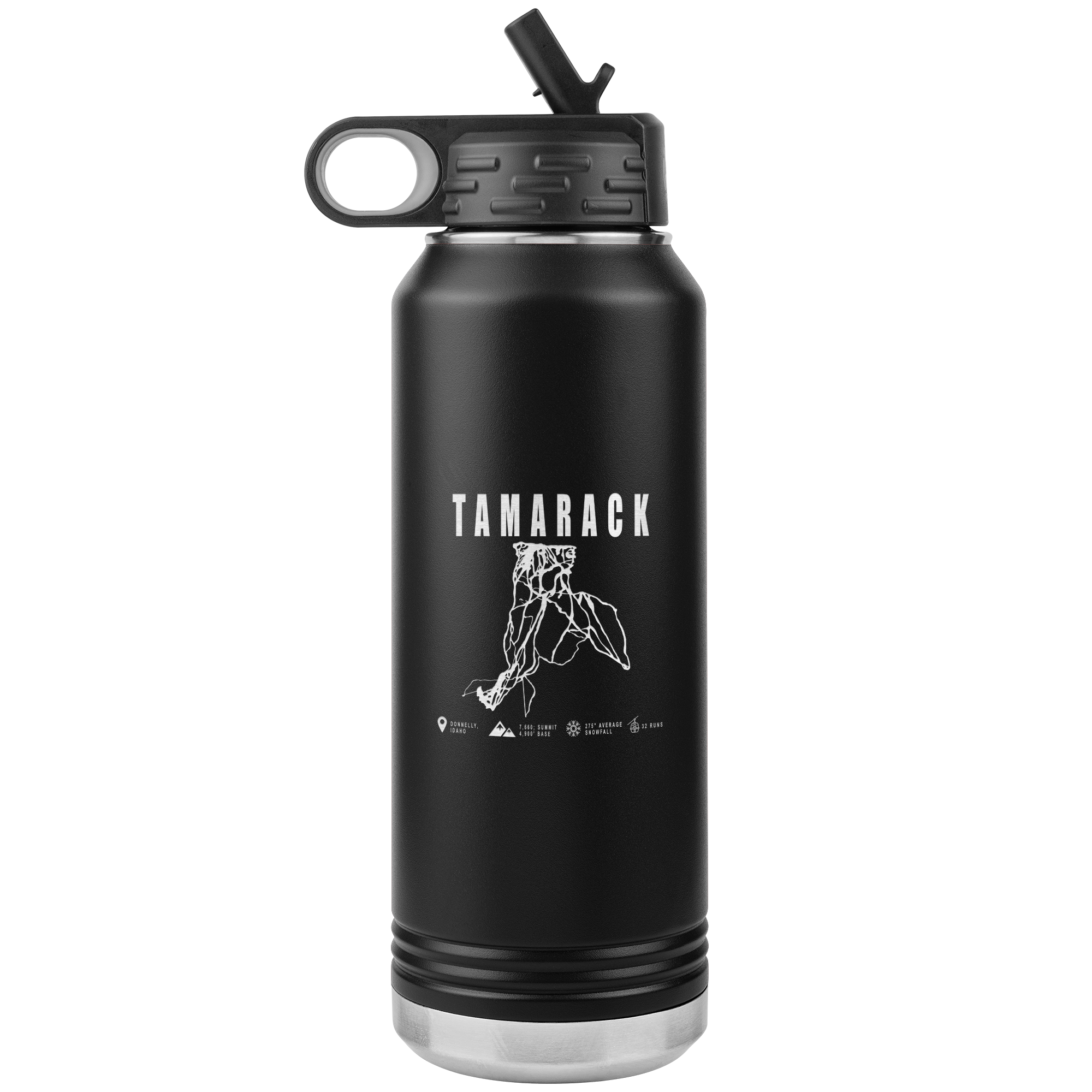 Tamarack Idaho Ski Trail Map 32oz Water Bottle Tumbler - Powderaddicts