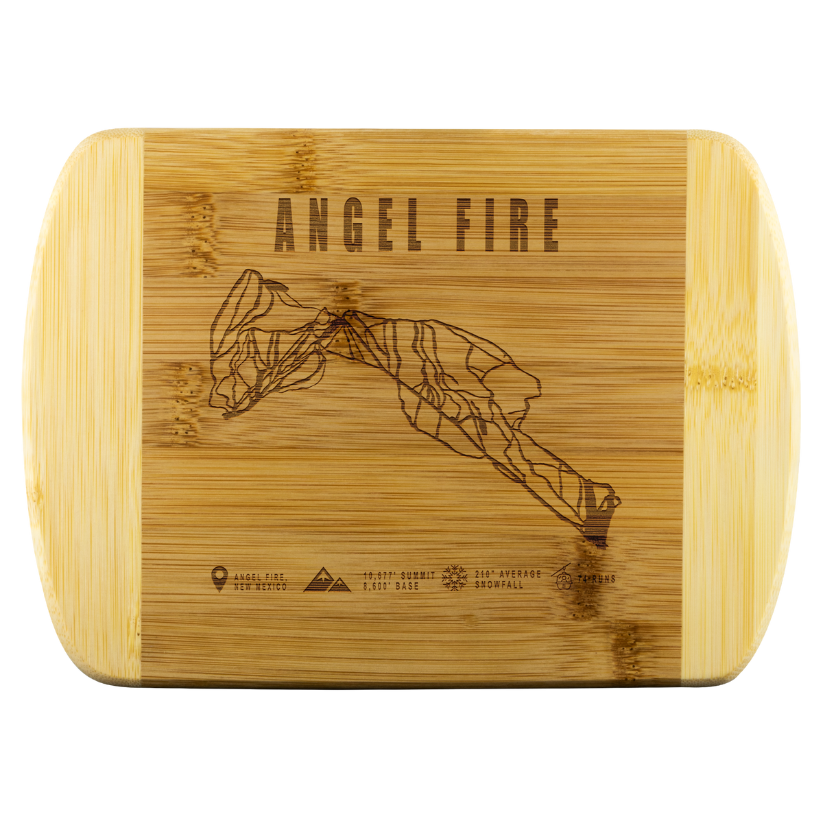 Angel Fire, New Mexico Ski Trail Map Cutting Board Round Edge - Powderaddicts