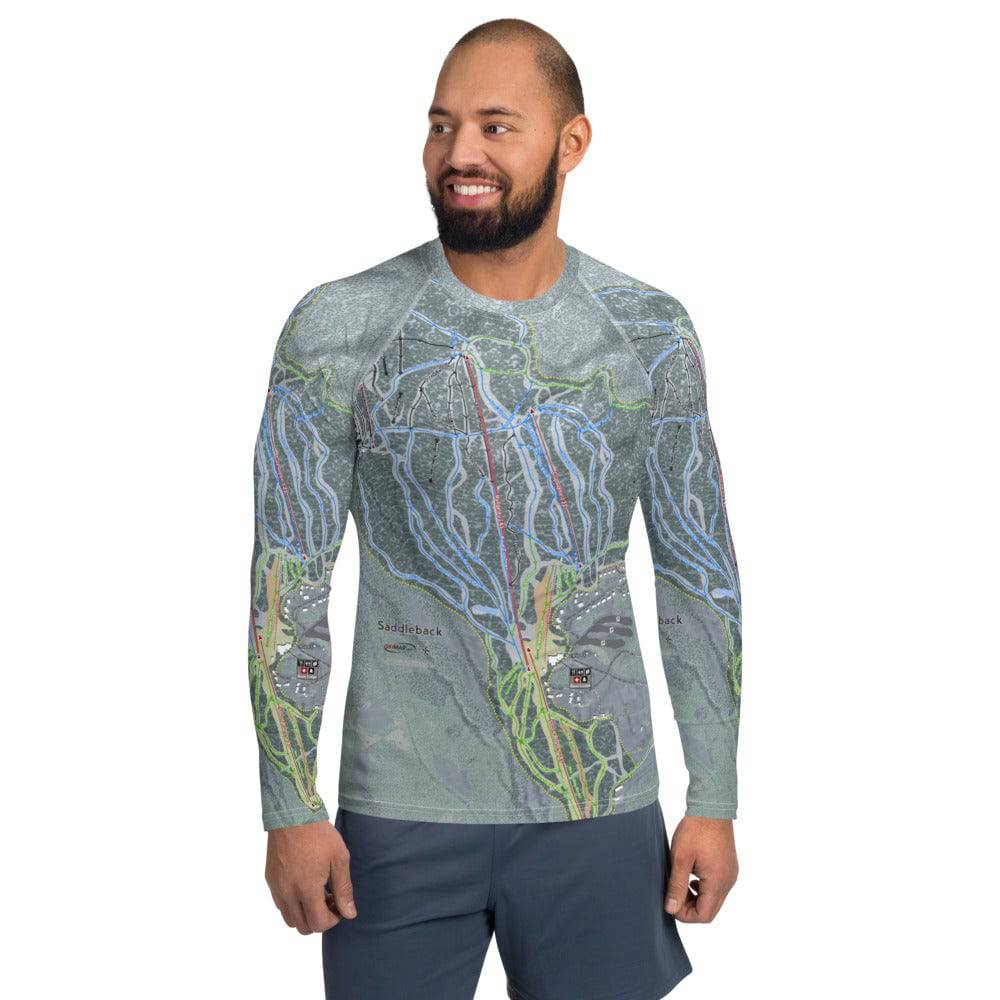 Saddleback, Maine Ski Trail Map Men&#39;s Base Layer Top - Powderaddicts