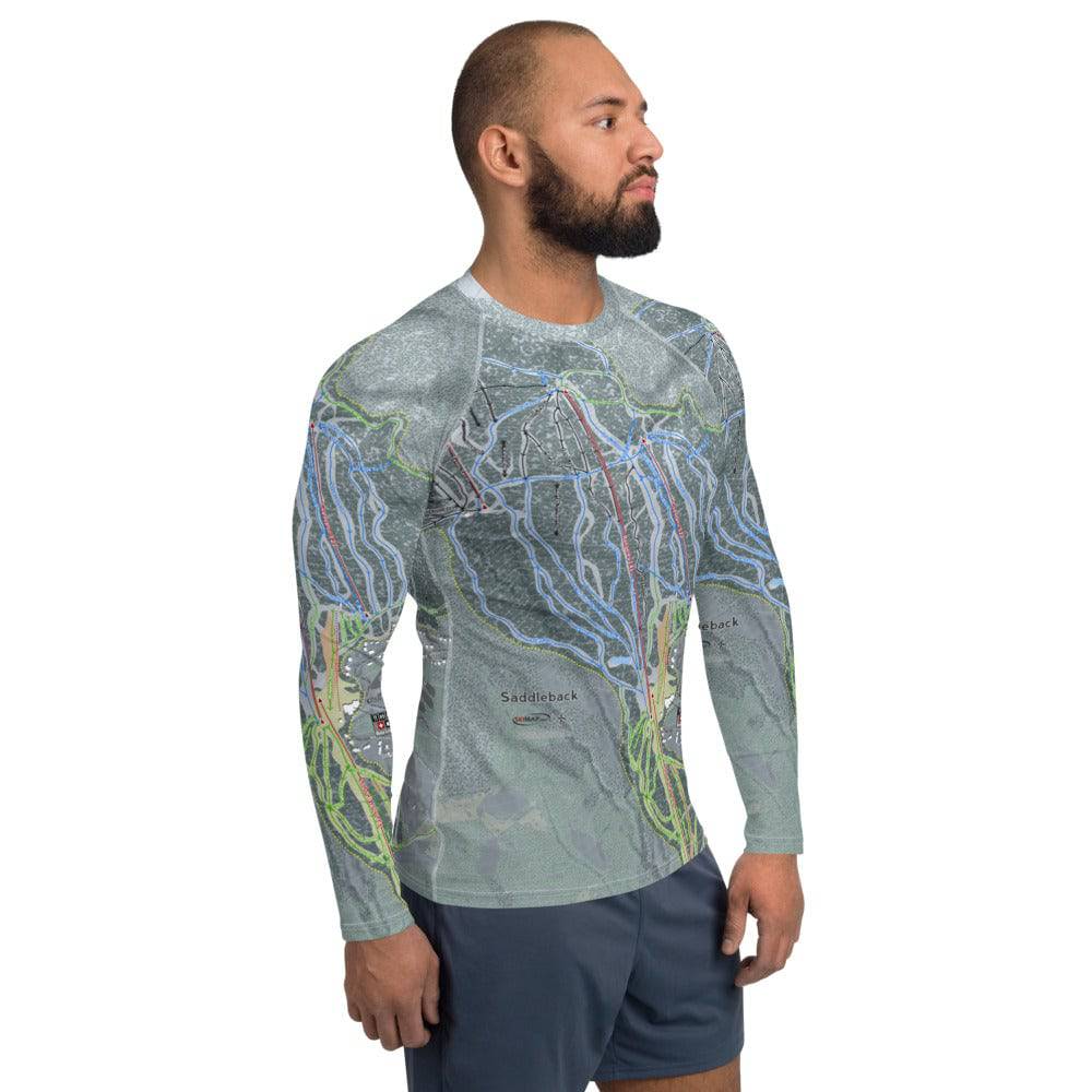 Saddleback, Maine Ski Trail Map Men's Base Layer Top - Powderaddicts