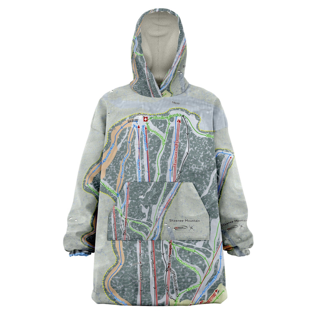 Shawnee Mountain, Pennsylvania Ski Trail Map Snuggie - Powderaddicts