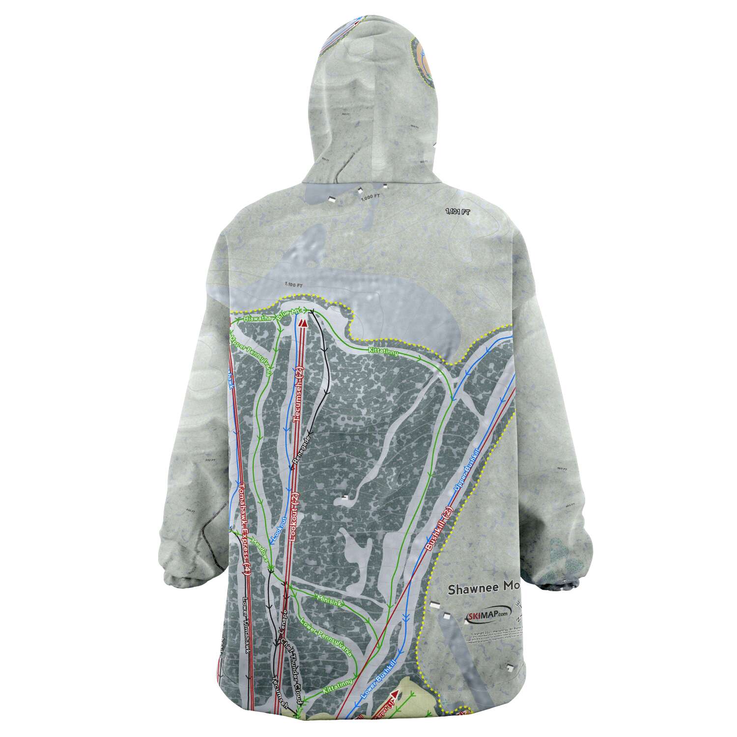 Shawnee Mountain, Pennsylvania Ski Trail Map Snuggie - Powderaddicts