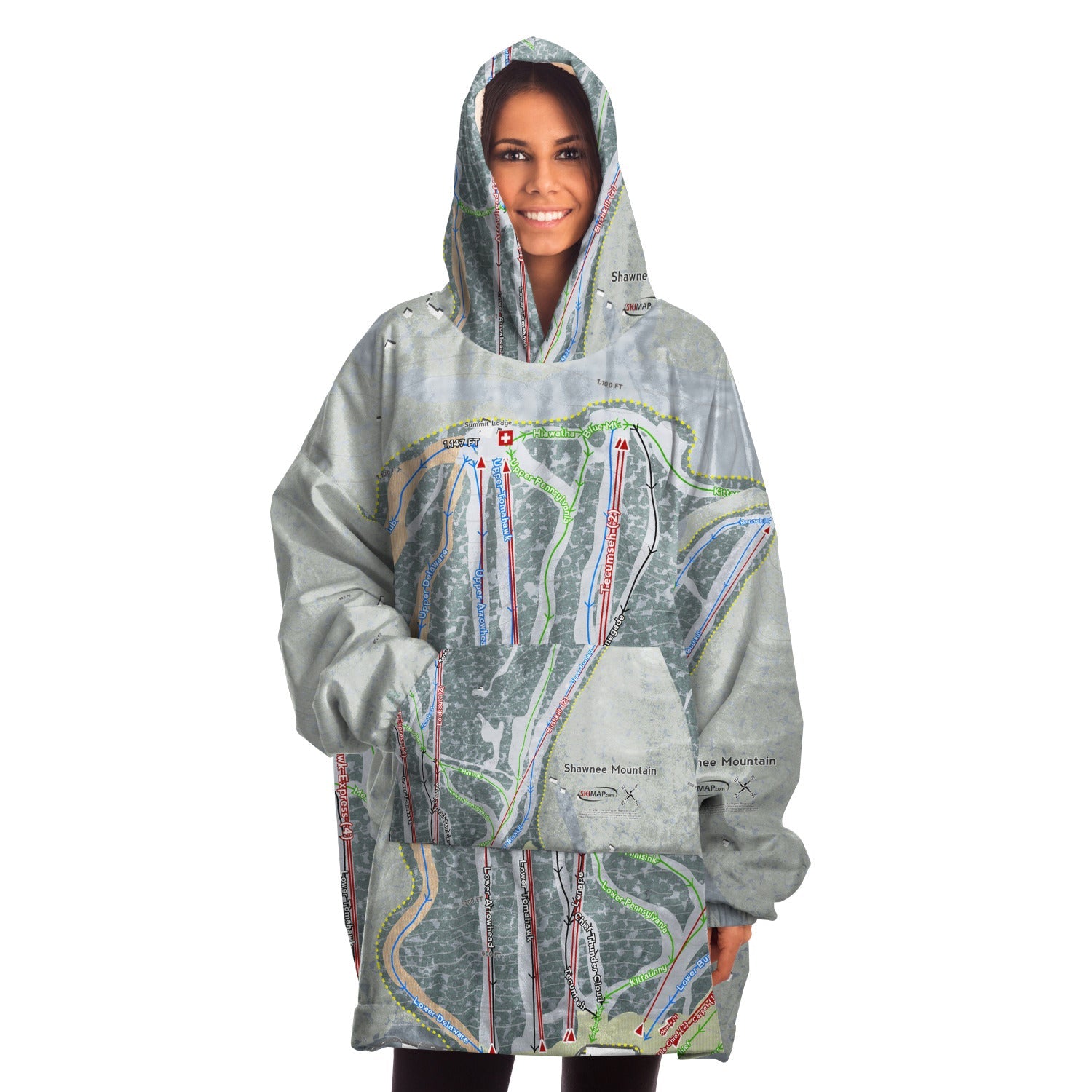 Shawnee Mountain, Pennsylvania Ski Trail Map Snuggie - Powderaddicts