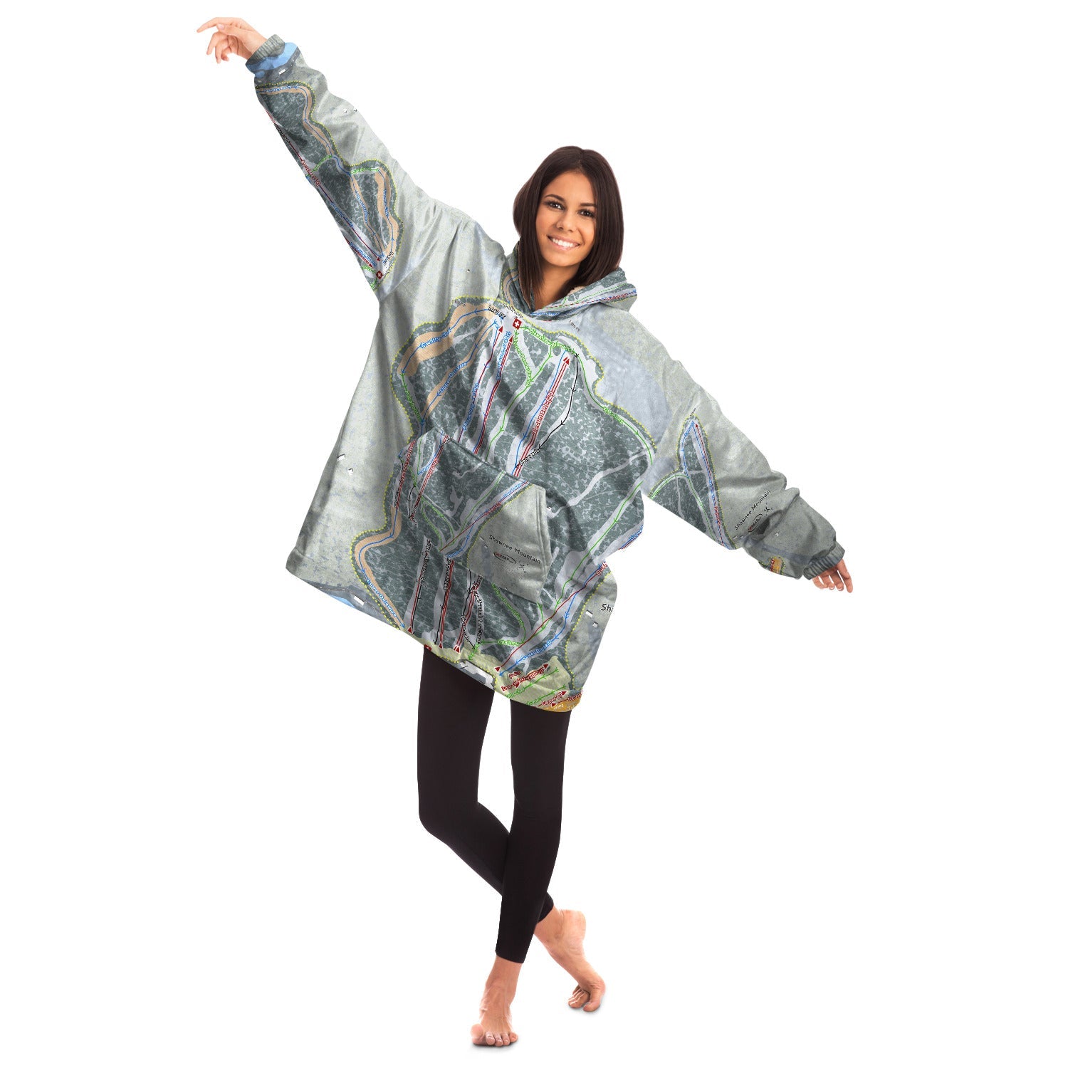 Shawnee Mountain, Pennsylvania Ski Trail Map Snuggie - Powderaddicts