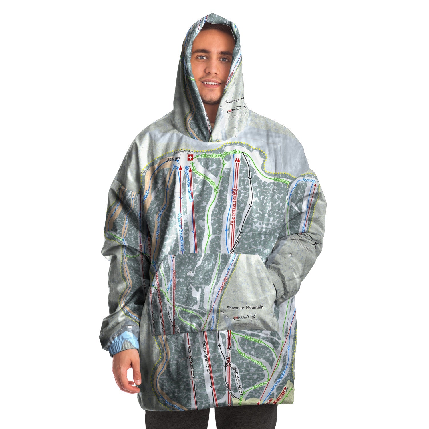 Shawnee Mountain, Pennsylvania Ski Trail Map Snuggie - Powderaddicts