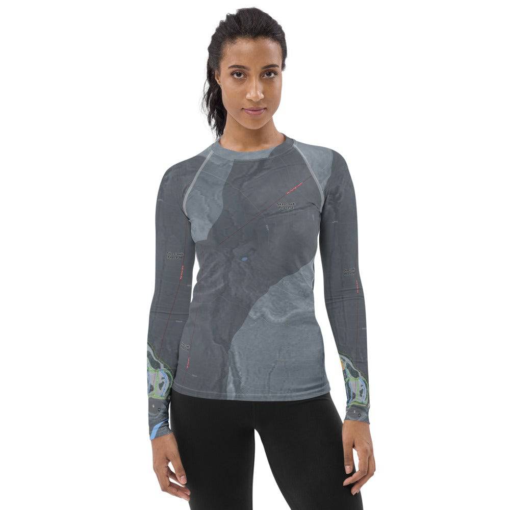 Skeetawk, Alaska Ski Trail Map Women&#39;s Base Layer Top - Powderaddicts