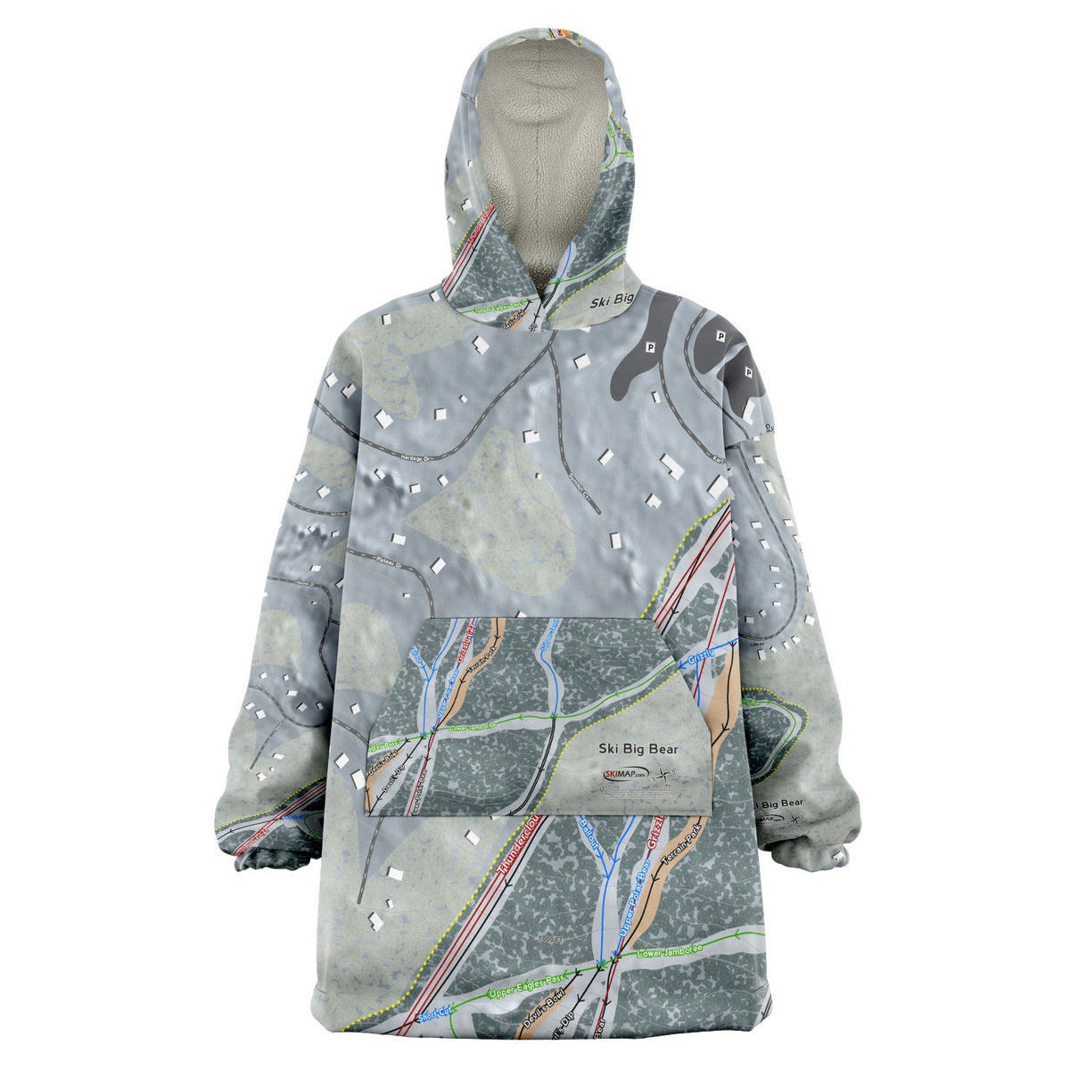 Ski Big Bear, Pennsylvania Ski Trail Map Snuggie - Powderaddicts