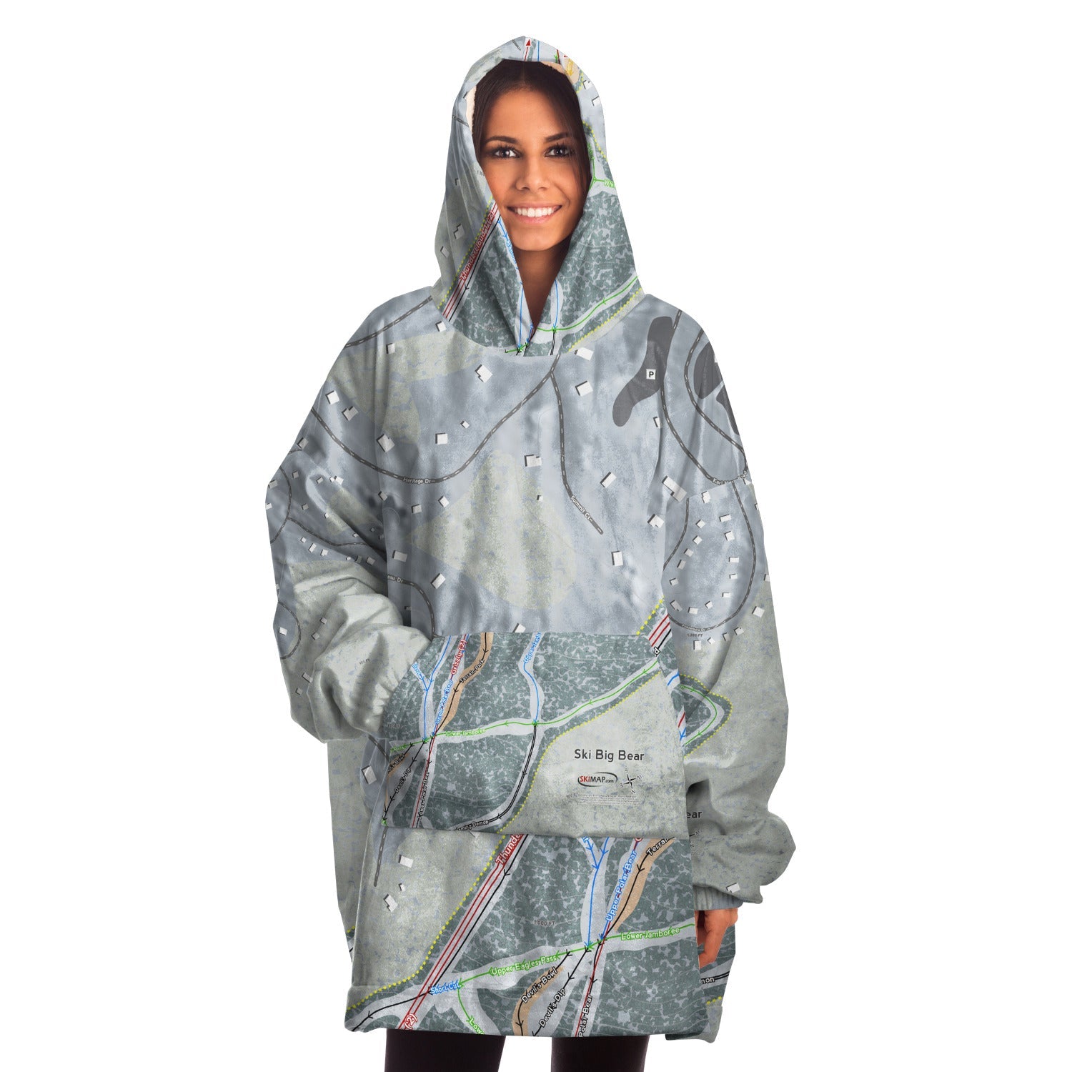 Ski Big Bear, Pennsylvania Ski Trail Map Snuggie - Powderaddicts