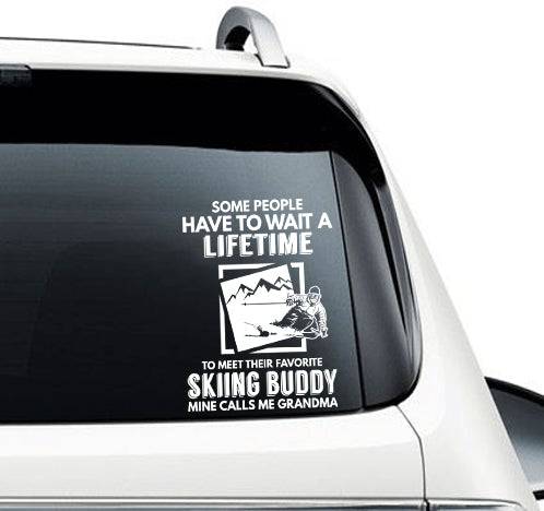 Ski Buddy Grandma - Car Decal - Powderaddicts