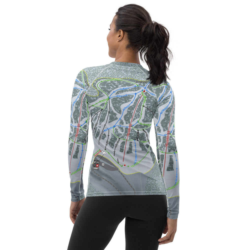 Ski Cloudcroft, New Mexico Ski Trail Map Women's Base Layer Top - Powderaddicts