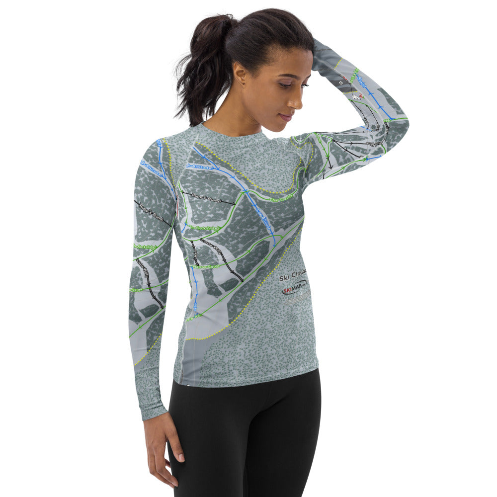 Ski Cloudcroft, New Mexico Ski Trail Map Women's Base Layer Top - Powderaddicts