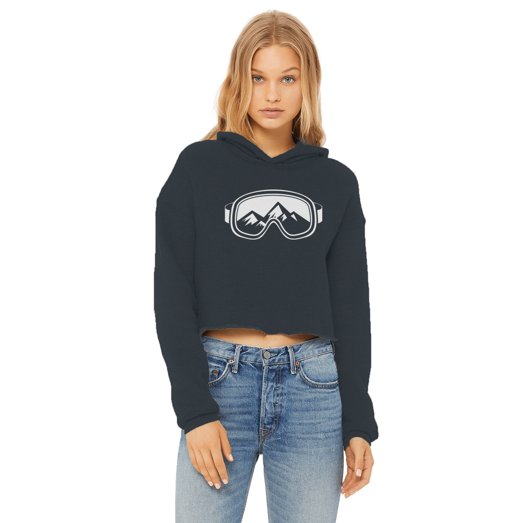 Ski Goggles Ladies Cropped Raw Edge Hoodie - Powderaddicts