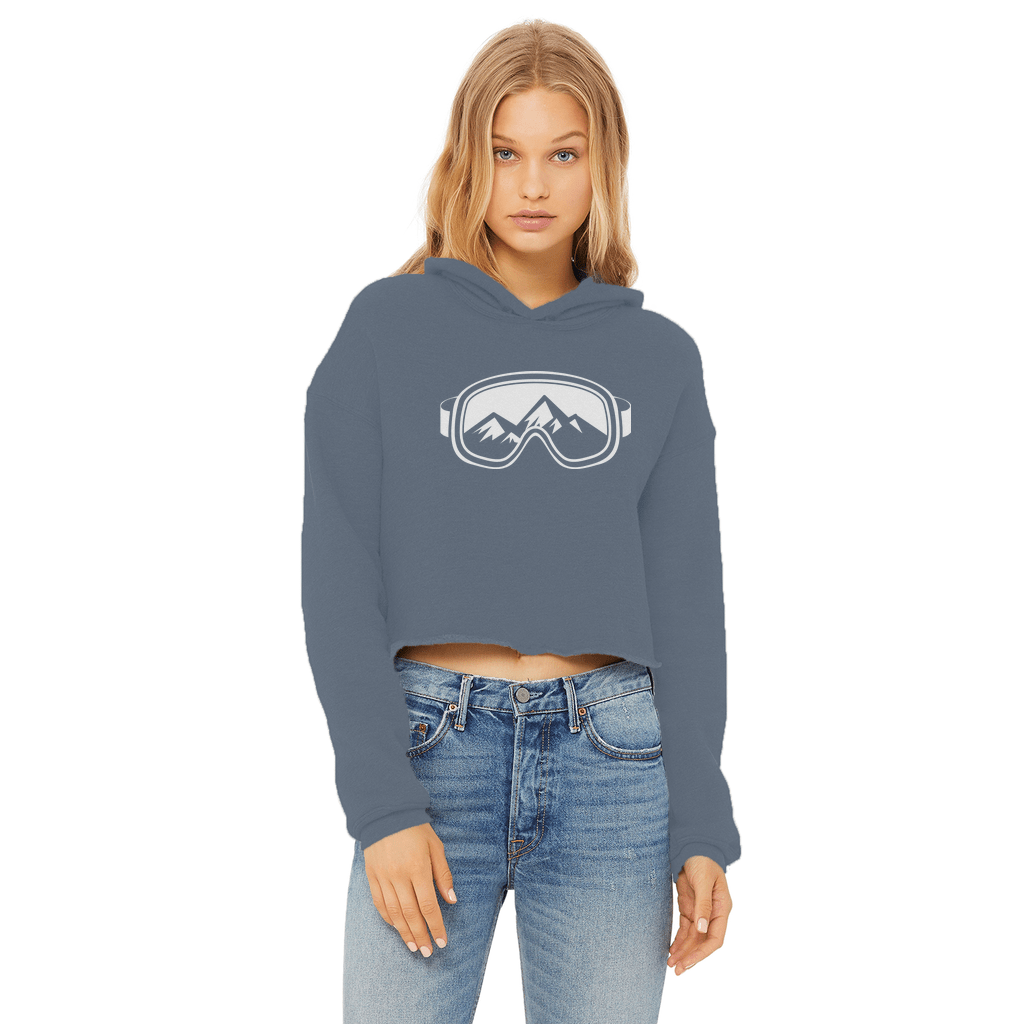 Ski Goggles Ladies Cropped Raw Edge Hoodie - Powderaddicts