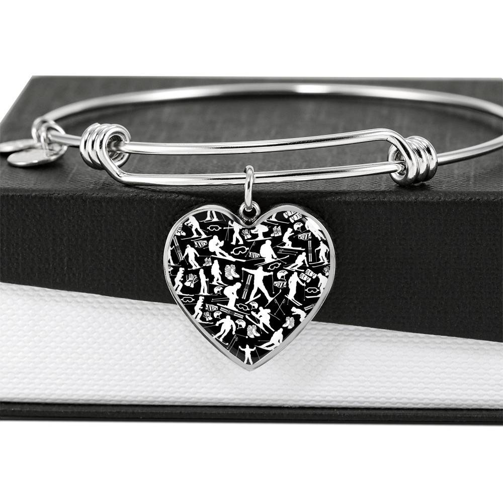 Ski Heart Pendant and Bangle - Powderaddicts