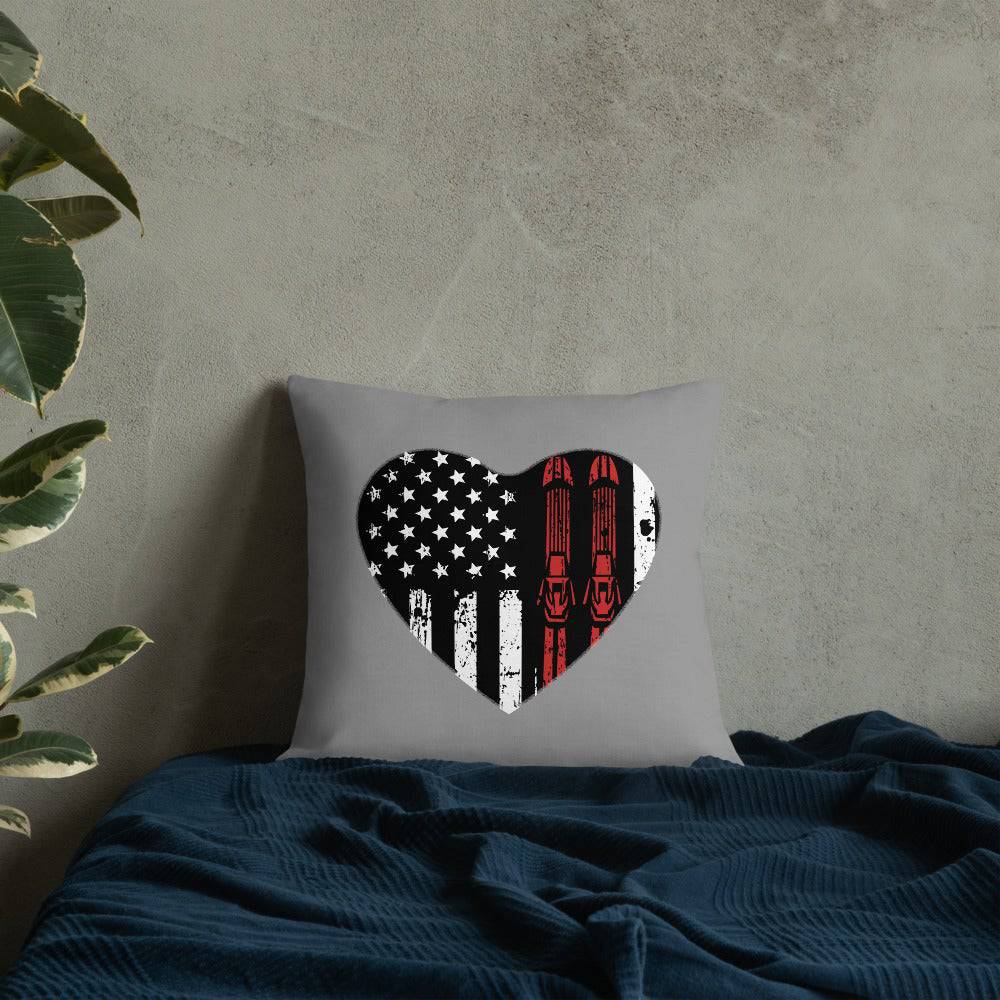 Ski Heart USA Flag Premium Pillow - Powderaddicts