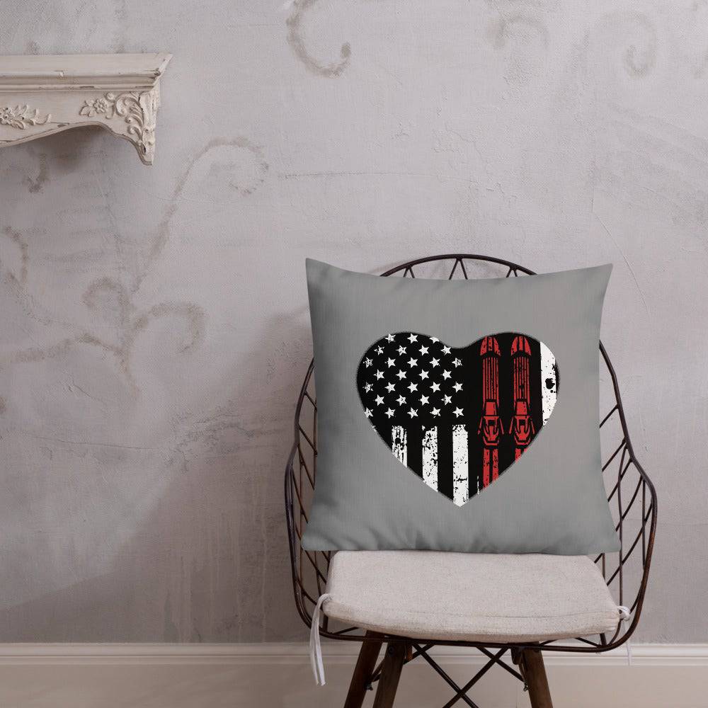 Ski Heart USA Flag Premium Pillow - Powderaddicts