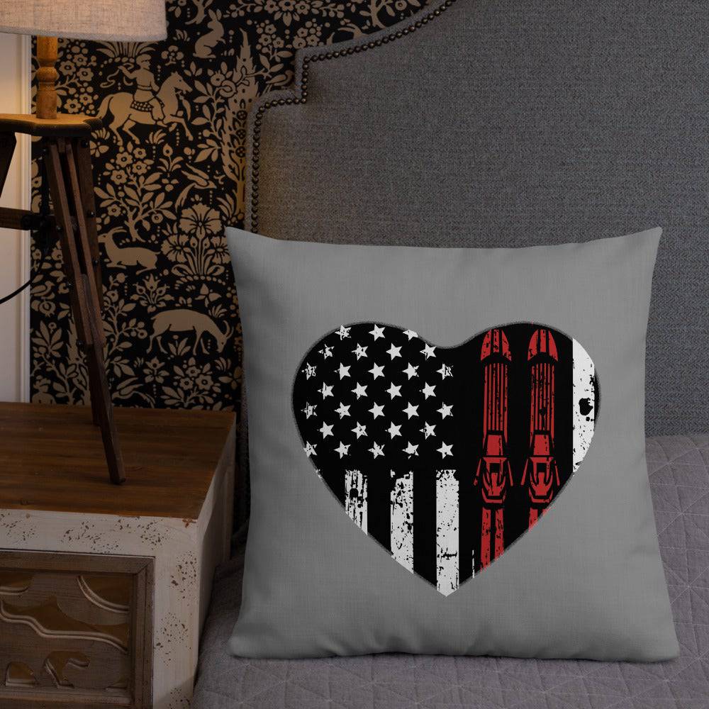 Ski Heart USA Flag Premium Pillow - Powderaddicts