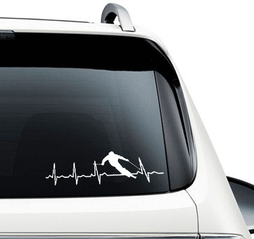 Ski Heartbeat - Car Decal - Powderaddicts