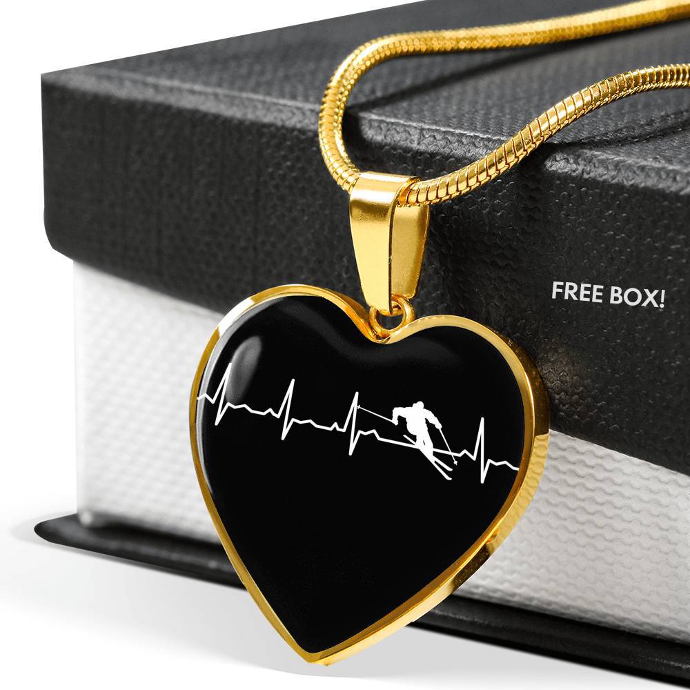 Ski Is My Heartbeat Pendant Necklace - Powderaddicts