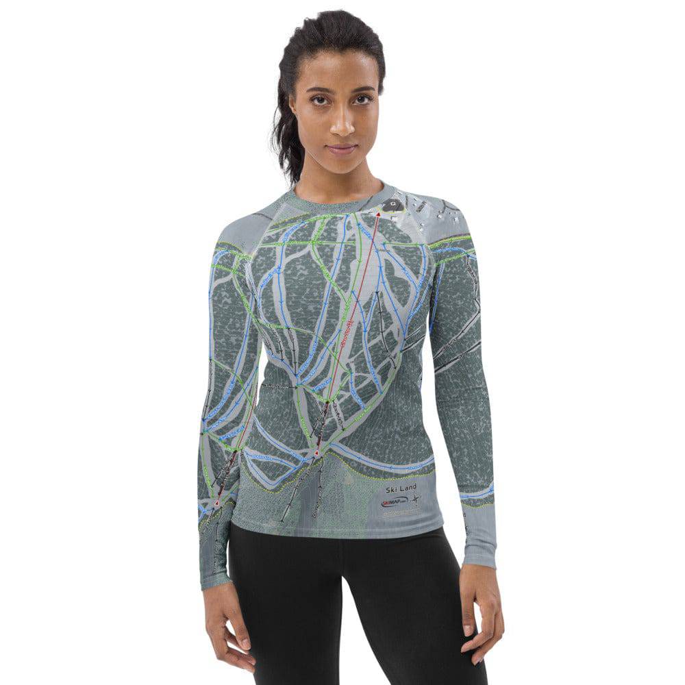 Ski Land, Alaska Ski Trail Map Women&#39;s Base Layer Top - Powderaddicts