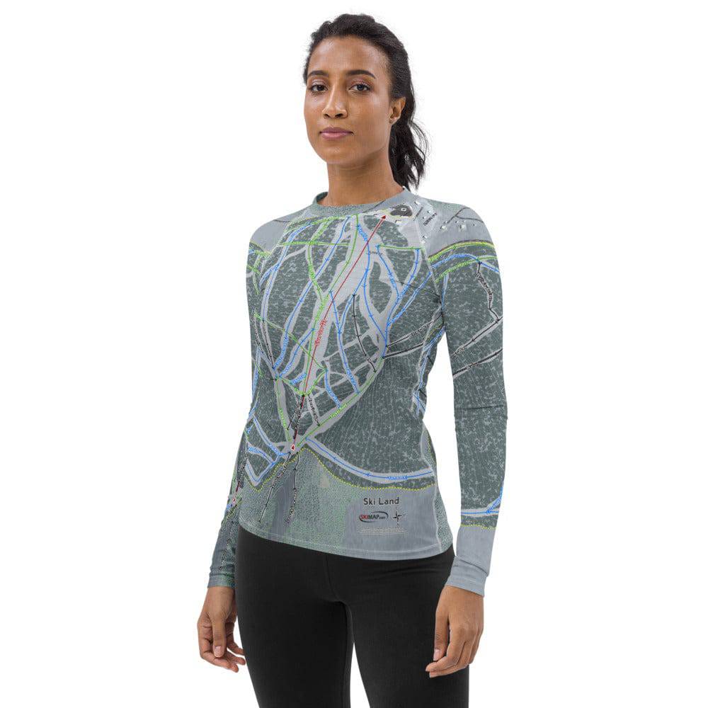 Ski Land, Alaska Ski Trail Map Women's Base Layer Top - Powderaddicts