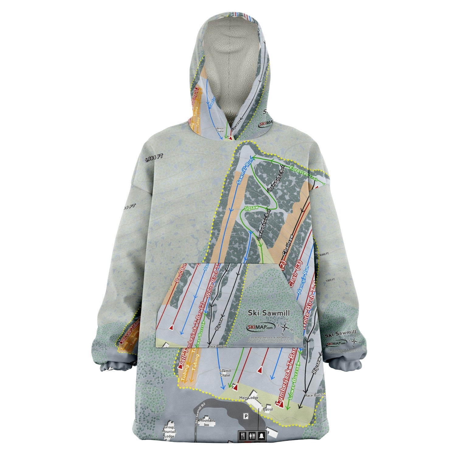 Ski Sawmill, Pennsylvania Ski Trail Map Snuggie - Powderaddicts