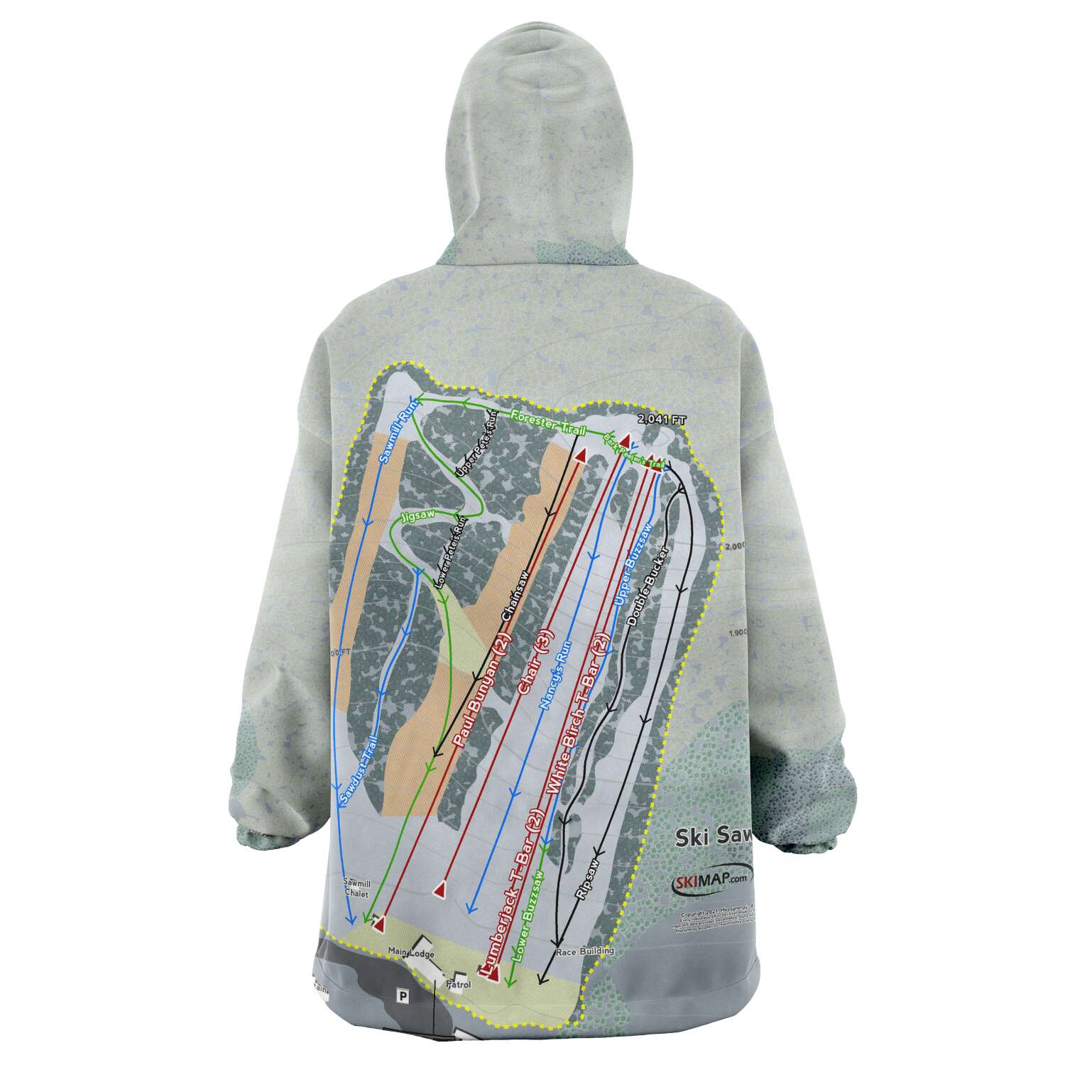 Ski Sawmill, Pennsylvania Ski Trail Map Snuggie - Powderaddicts