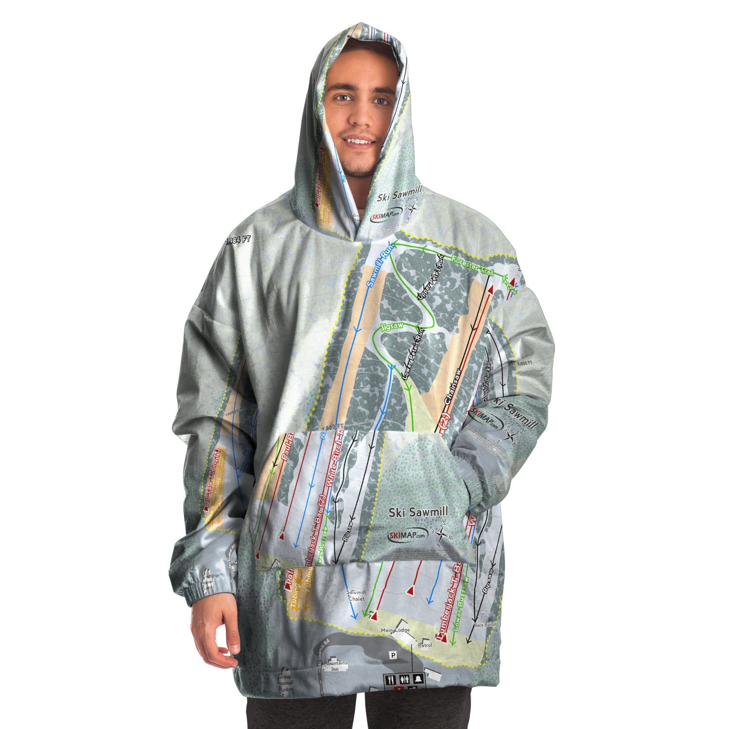 Ski Sawmill, Pennsylvania Ski Trail Map Snuggie - Powderaddicts