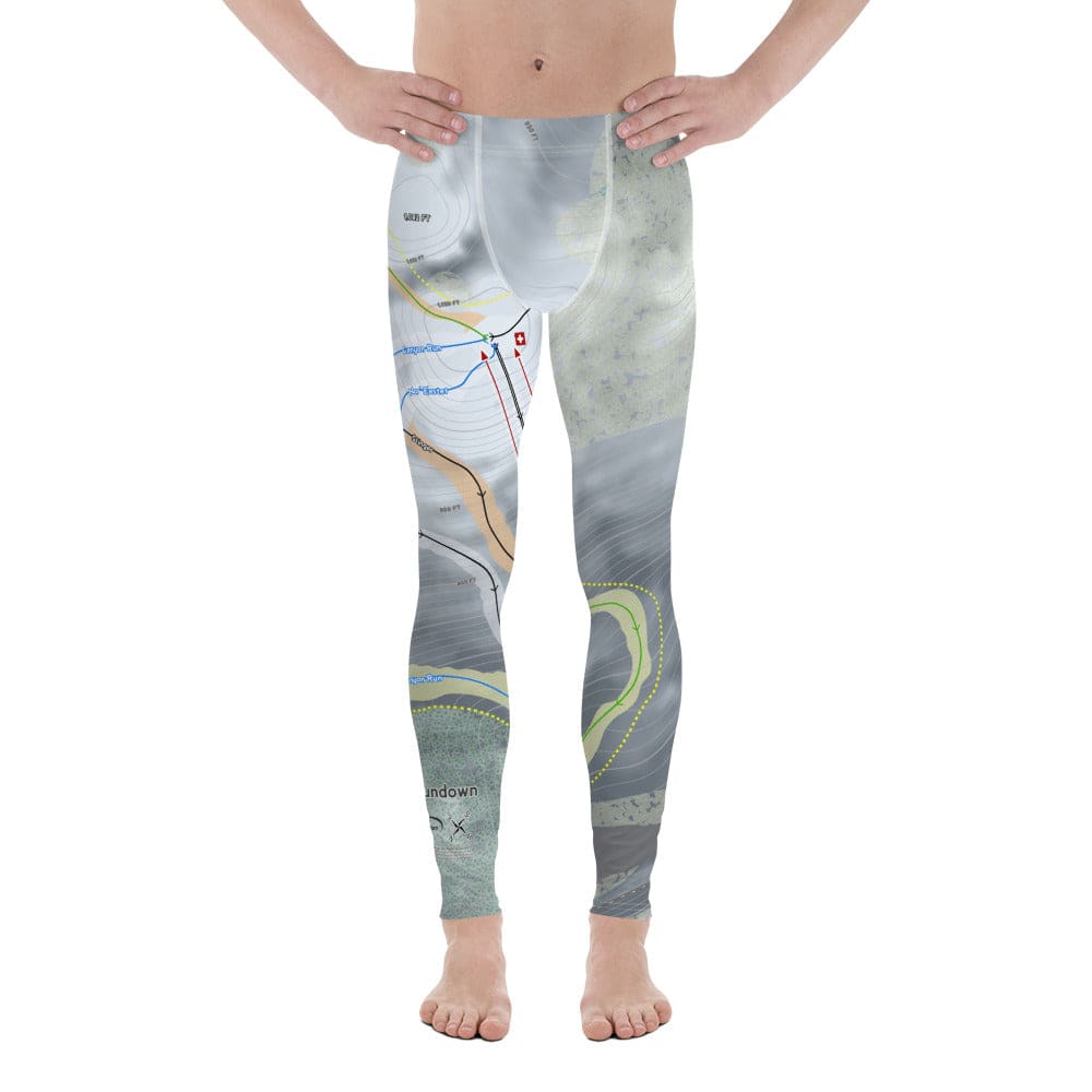 Ski Sundown, Connecticut Ski Trail Map Men&#39;s Base Layer Bottom - Powderaddicts