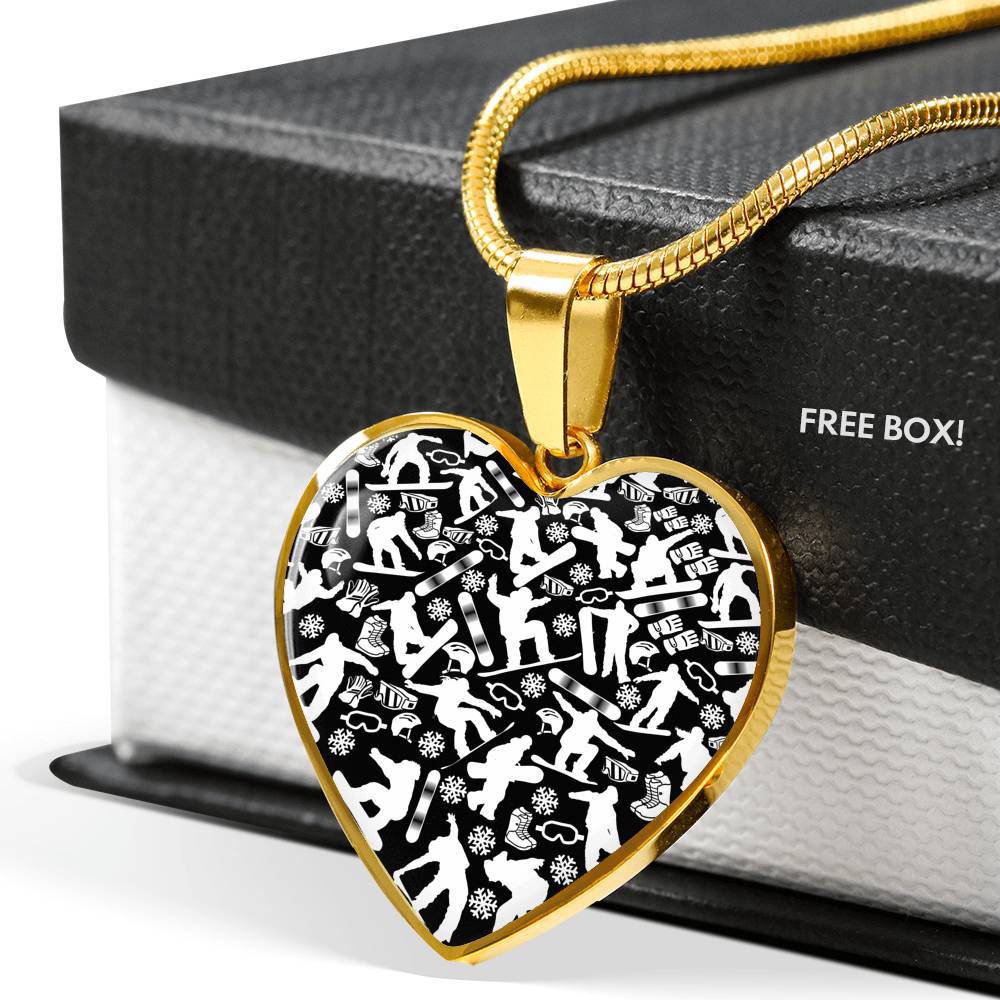 Snowboard Heart Pendant Necklace - Powderaddicts