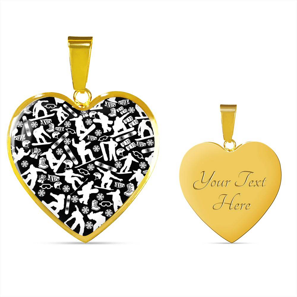 Snowboard Heart Pendant Necklace - Powderaddicts