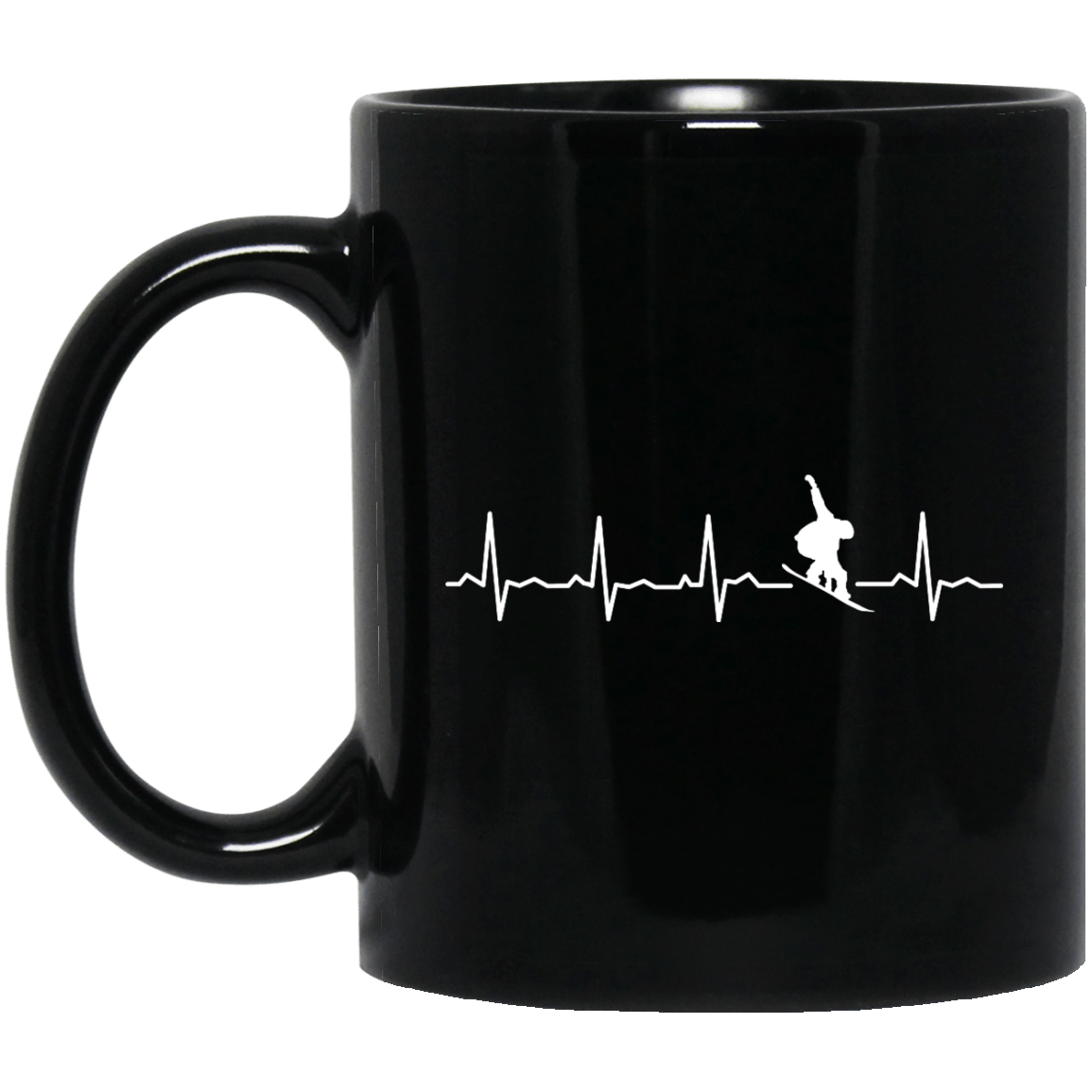 Snowboard Heartbeat Black Mug - Powderaddicts