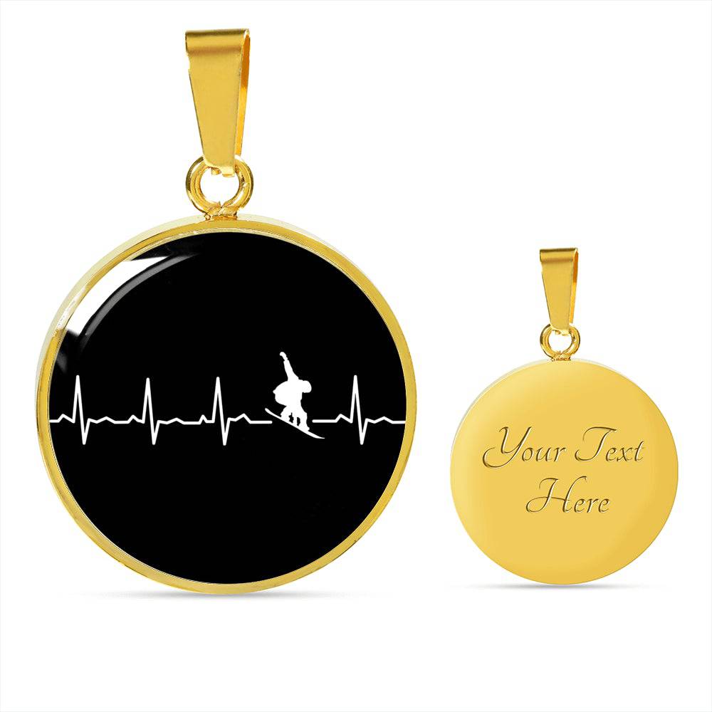 Snowboard Is My Heartbeat Circle Pendant Necklace - Powderaddicts