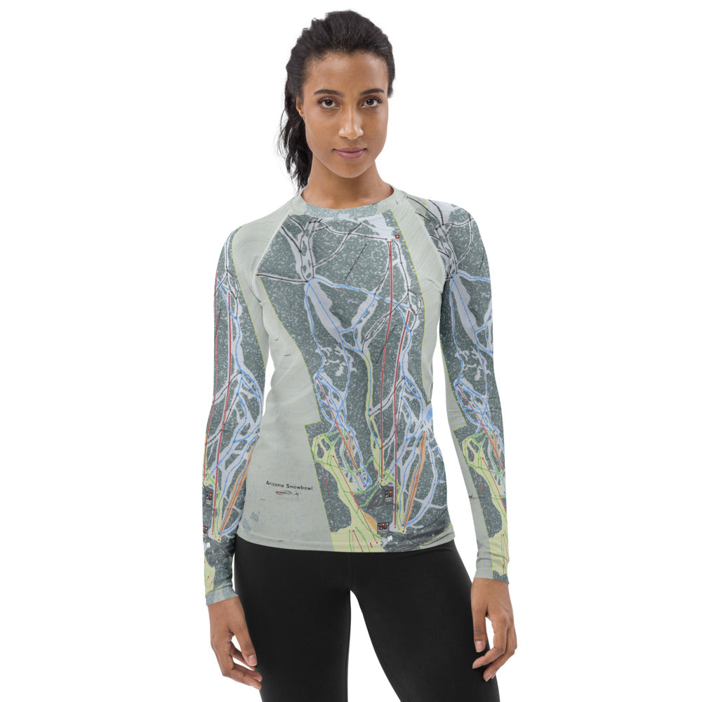 SnowBowl, Arizona Ski Trail Map Women&#39;s Base Layer Top - Powderaddicts