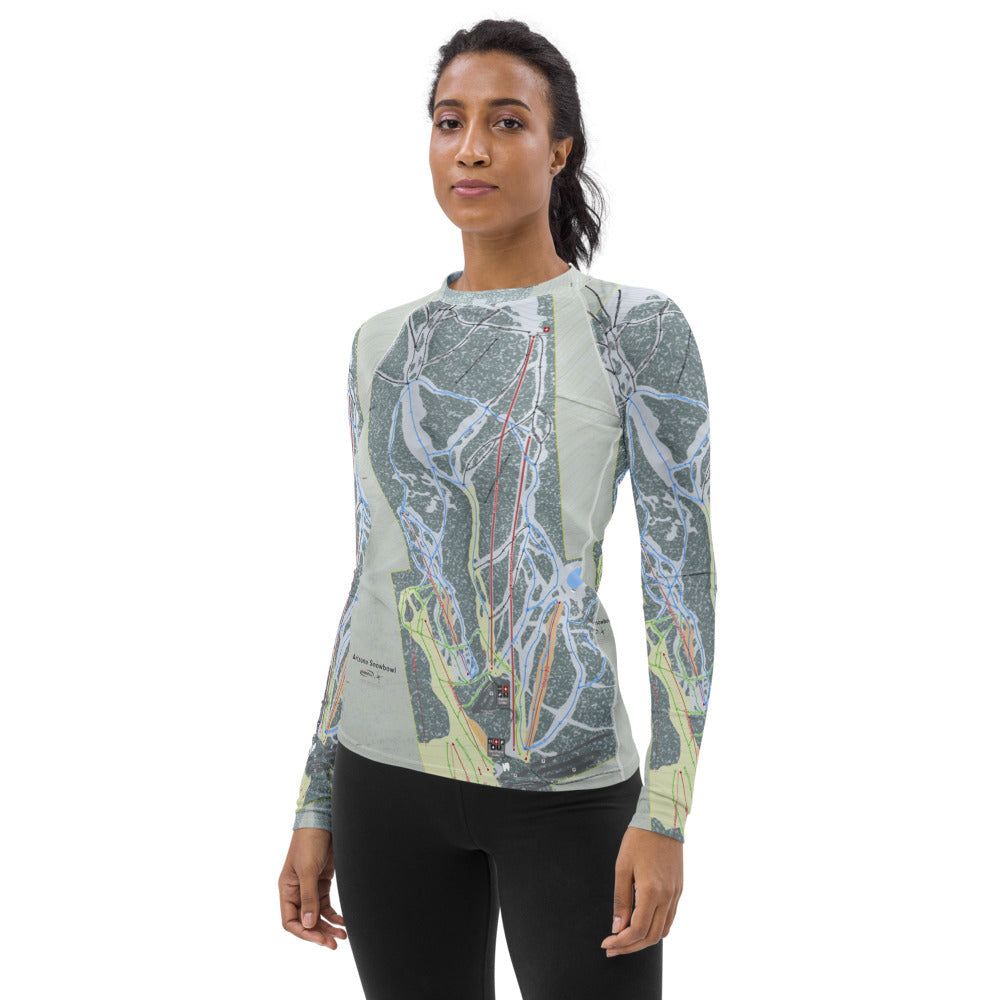 SnowBowl, Arizona Ski Trail Map Women's Base Layer Top - Powderaddicts