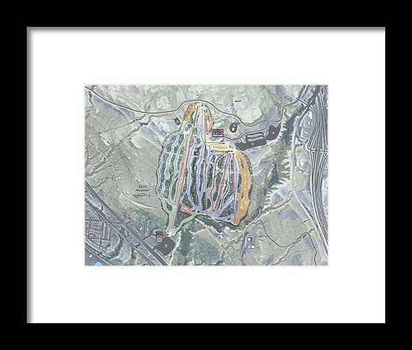 Spirit Mountain Ski Trail Map - Framed Print - Powderaddicts