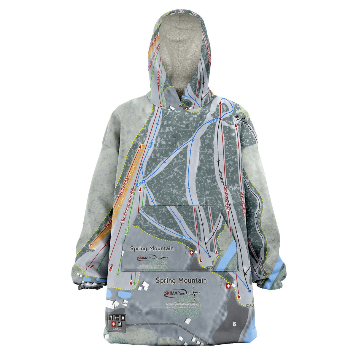 Spring Mountain, Pennsylvania Ski Trail Map Snuggie - Powderaddicts