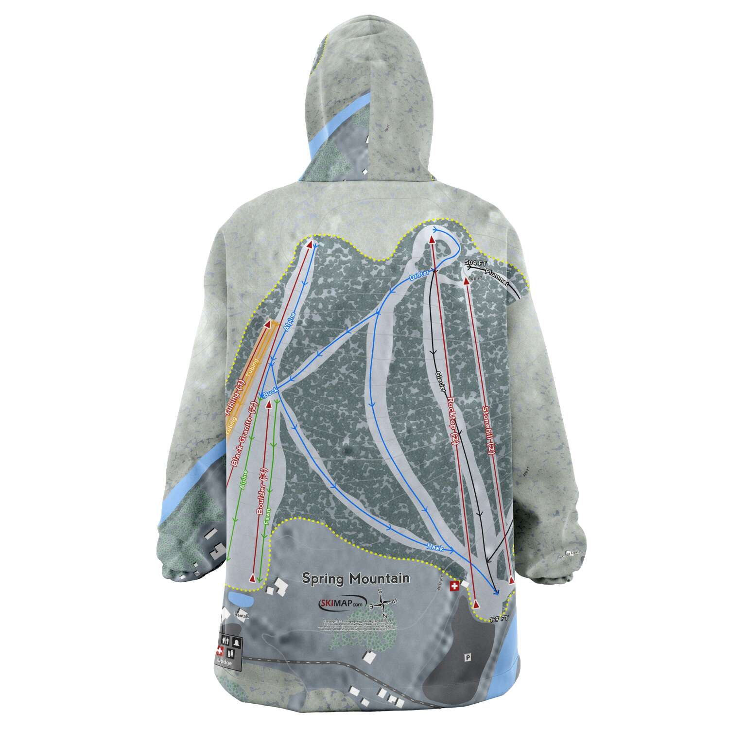 Spring Mountain, Pennsylvania Ski Trail Map Snuggie - Powderaddicts