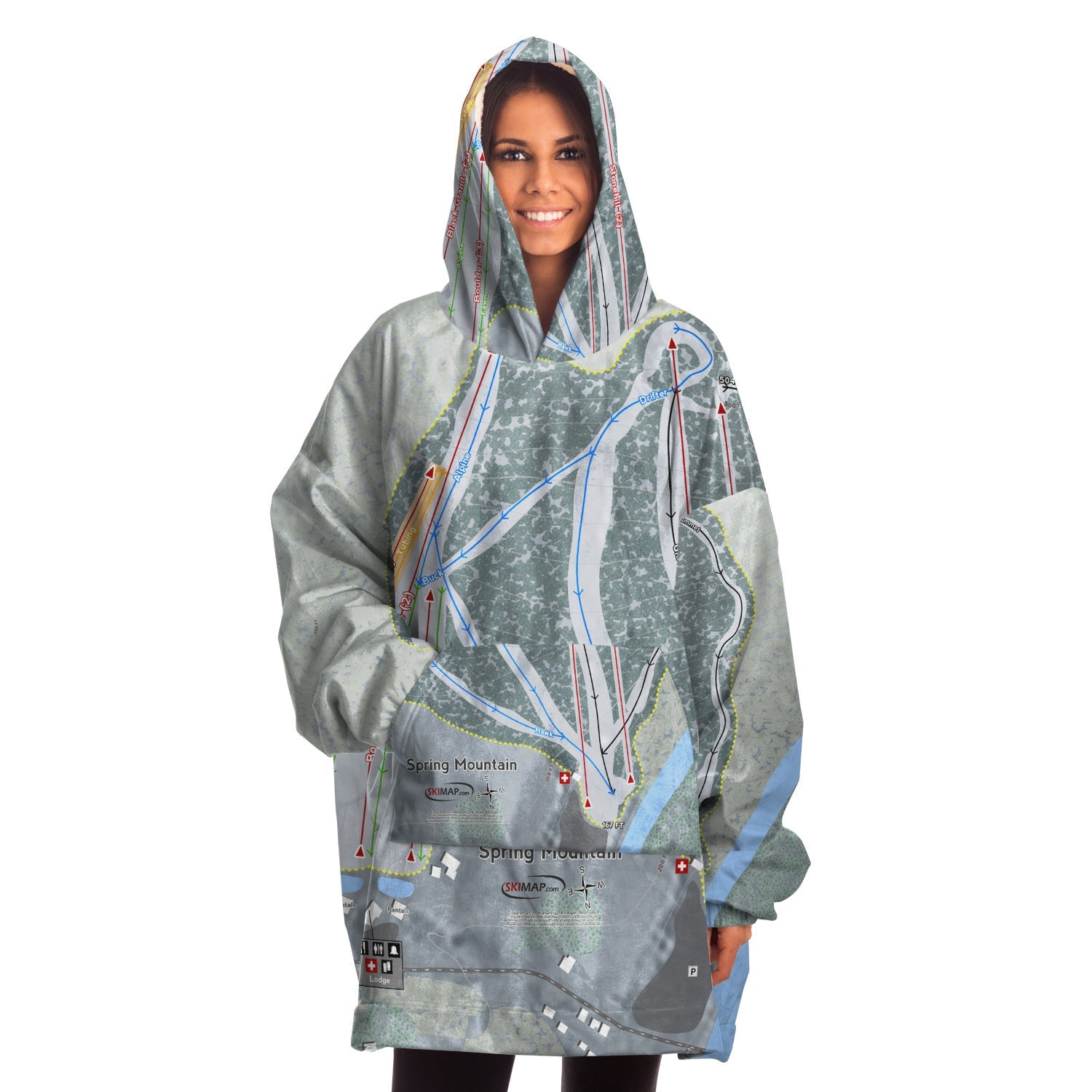 Spring Mountain, Pennsylvania Ski Trail Map Snuggie - Powderaddicts